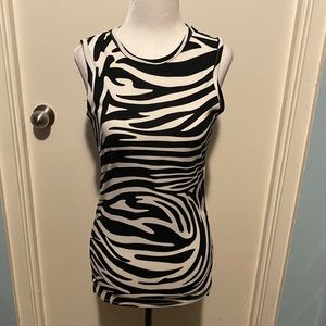 MICHAEL KORS BLACK & WHITE STRIPED SLEEVELESS TOP